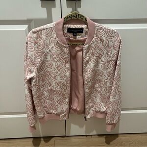 Pink and White Paisley Bomber Jacket